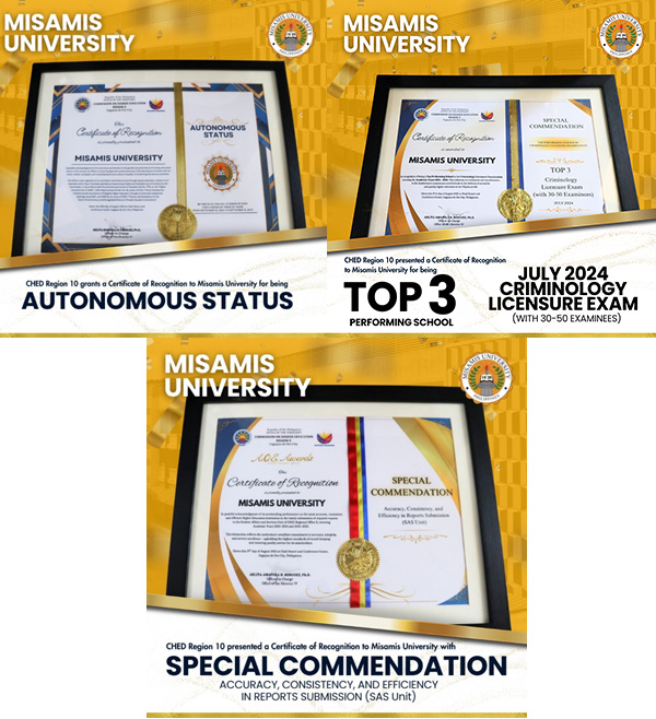 Misamis University, Through University President Dr. Karen Belina F. De Leon, Honored with Multiple Recognitions from CHED Region X